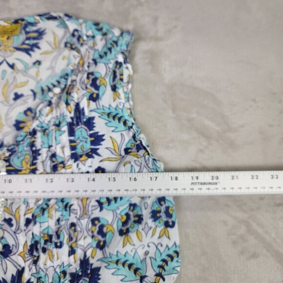 Roberta Roller Rabbit Blue Floral Sleeveless Front Pleat Women's Blouse | Size M - Picture 6 of 8